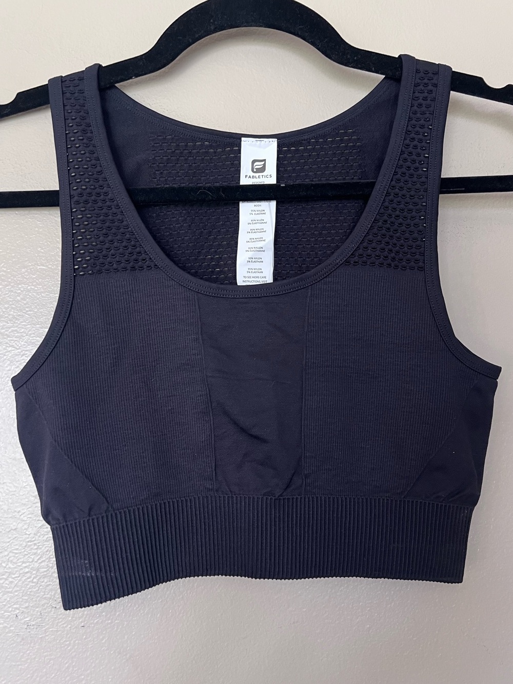 Fabletics Black Musetta Seamless Ribbed Sports Bra